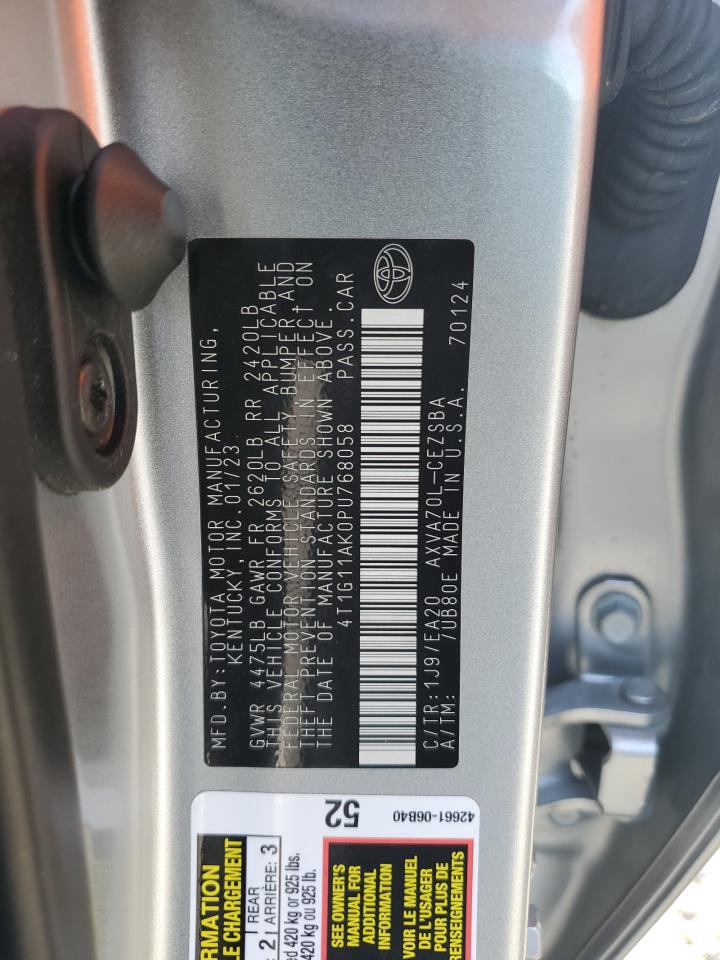 2023 TOYOTA CAMRY SE NIGHT SHADE VIN:4T1G11AK0PU768058