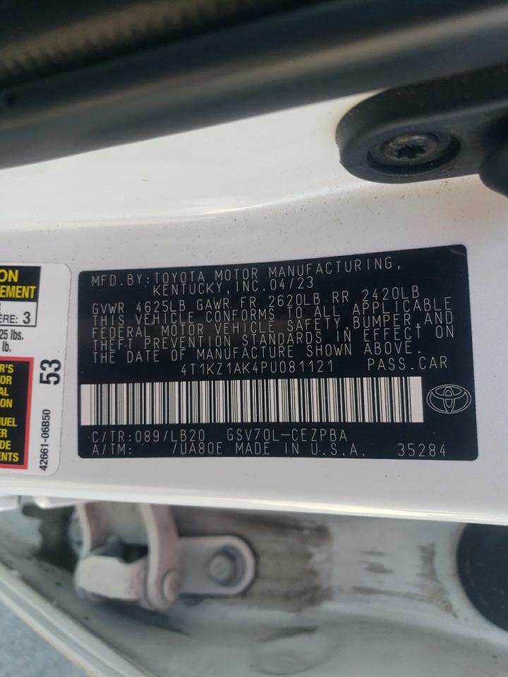 2023 TOYOTA CAMRY TRD VIN:4T1KZ1AK4PU081121