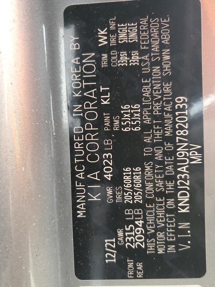 2022 KIA SOUL LX VIN:KNDJ23AU9N7820139