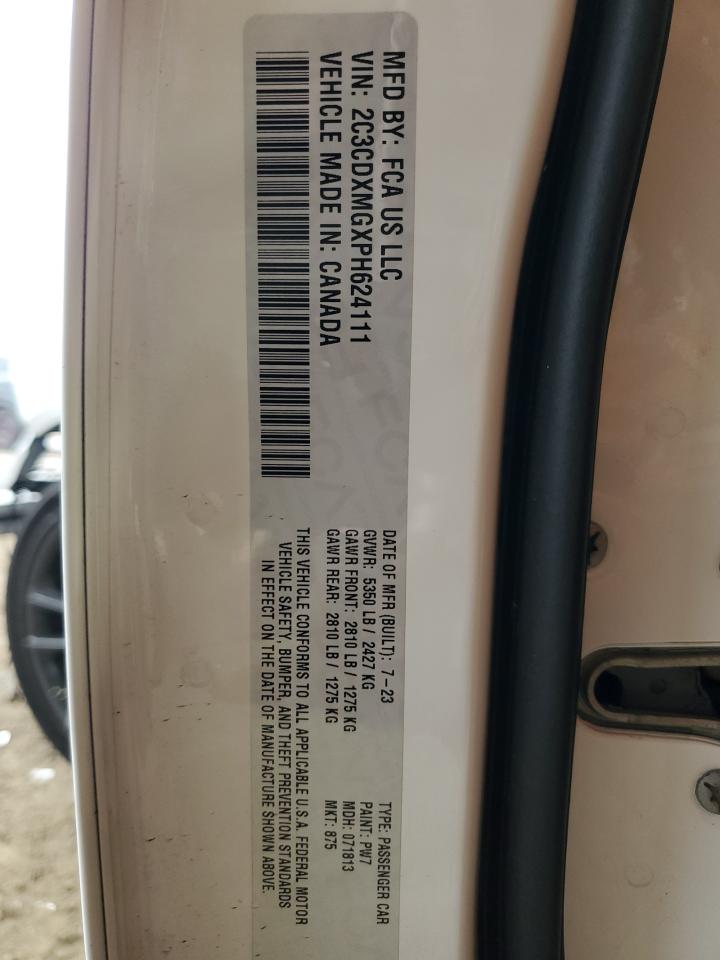 2023 DODGE CHARGER GT VIN:2C3CDXMGXPH624111