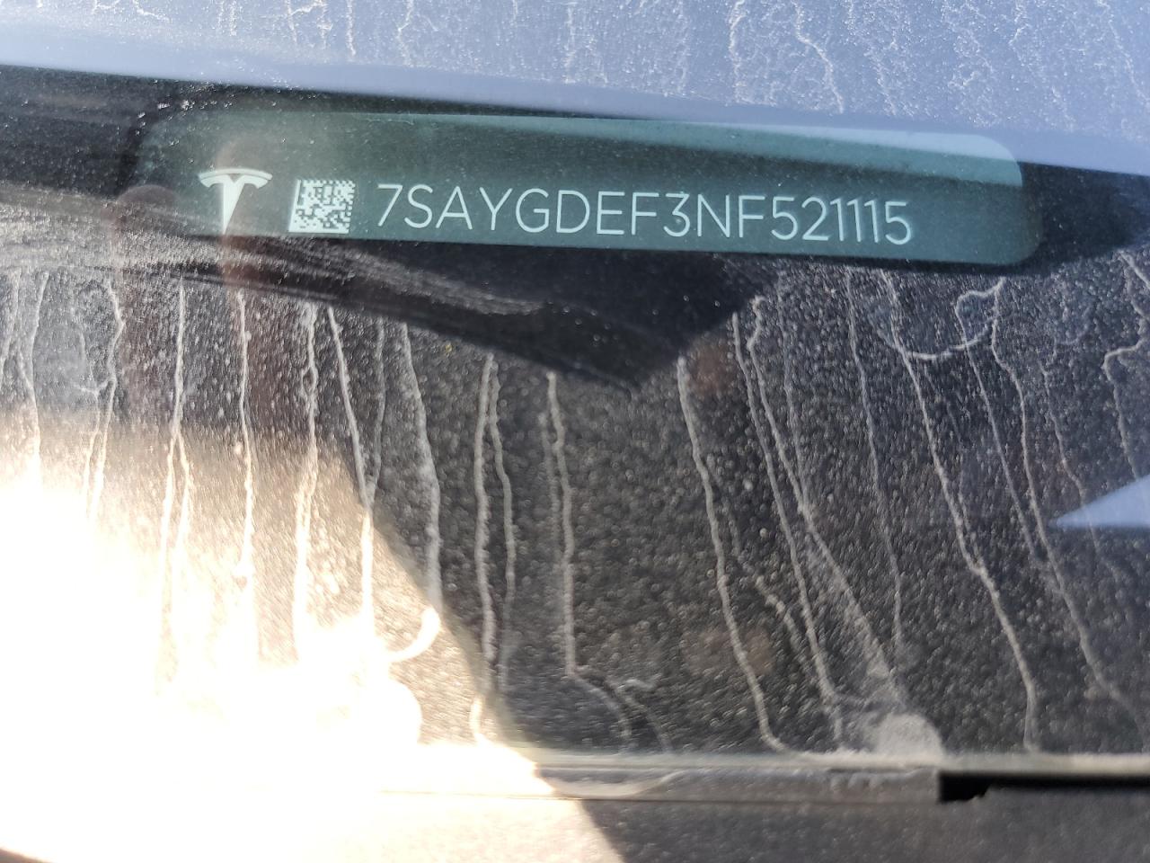 2022 TESLA MODEL Y VIN:7SAYGDEF3NF521115