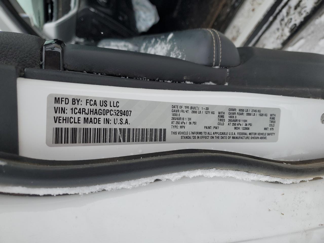 2023 JEEP GRAND CHEROKEE LAREDO VIN:1C4RJHAG0PC529407