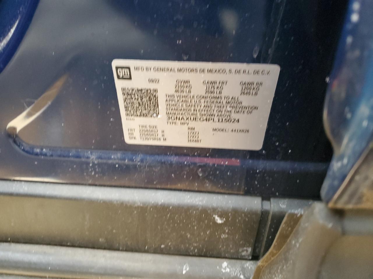 2023 CHEVROLET EQUINOX LT VIN:1FM5K8F83GGA37794