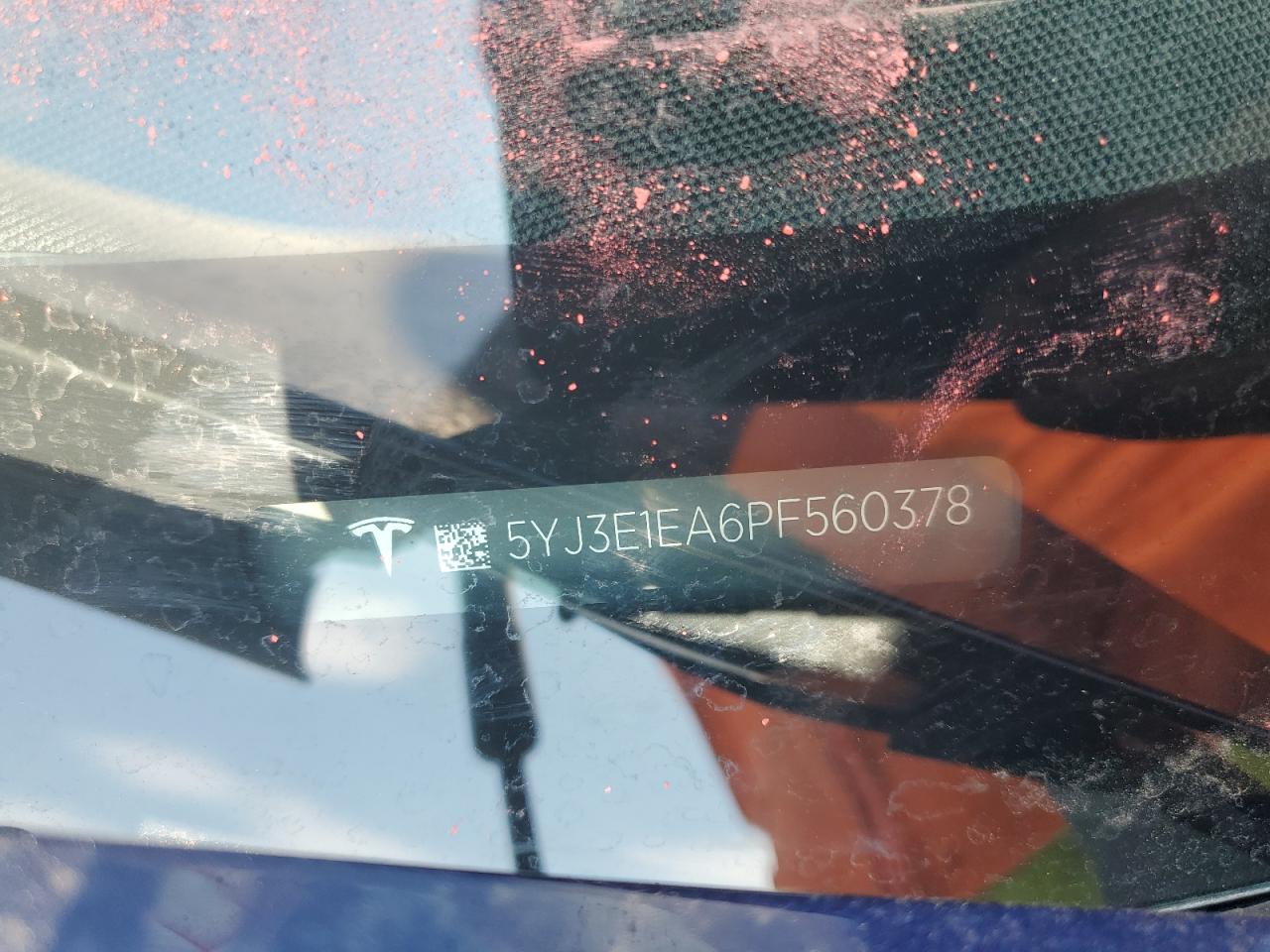 2023 TESLA MODEL 3 VIN:5YJ3E1EA6PF560378