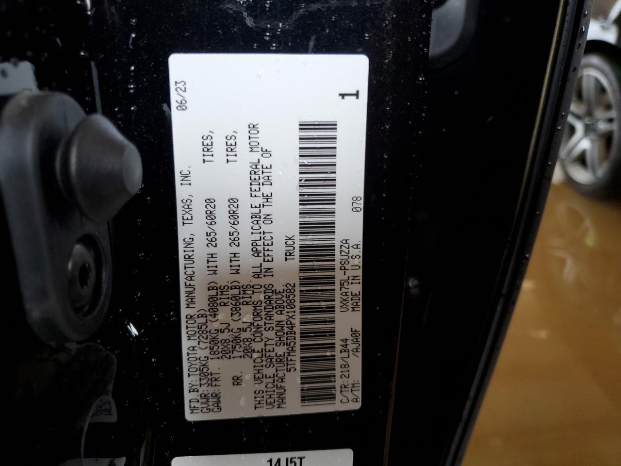 2023 TOYOTA TUNDRA CREWMAX PLATINUM VIN:5TFMA5DB4PX108582