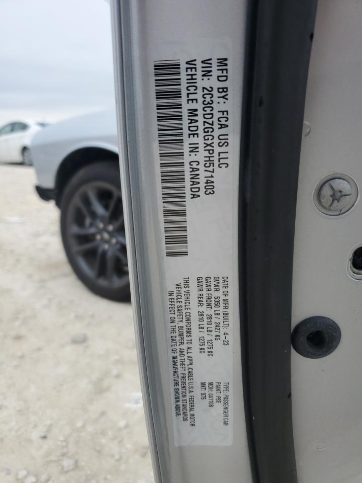 2023 DODGE CHALLENGER SXT VIN:2C3CDZGGXPH571403