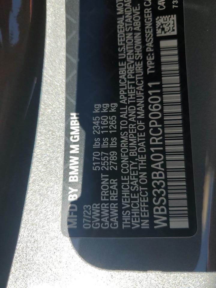 2024 BMW M4 COMPETITION VIN:WBS33BA01RCP06011