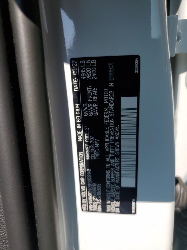 2023 VOLVO XC40 CORE VIN:YV4K92HK9P2959148