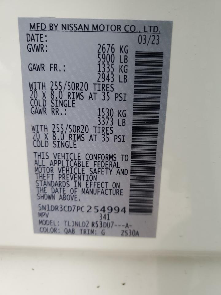 2023 NISSAN PATHFINDER SL VIN:5N1DR3CD7PC254994