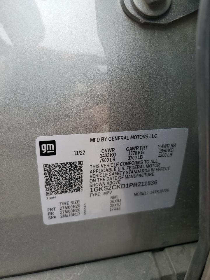 2023 GMC YUKON AT4 VIN:1GKS2CKD1PR211836