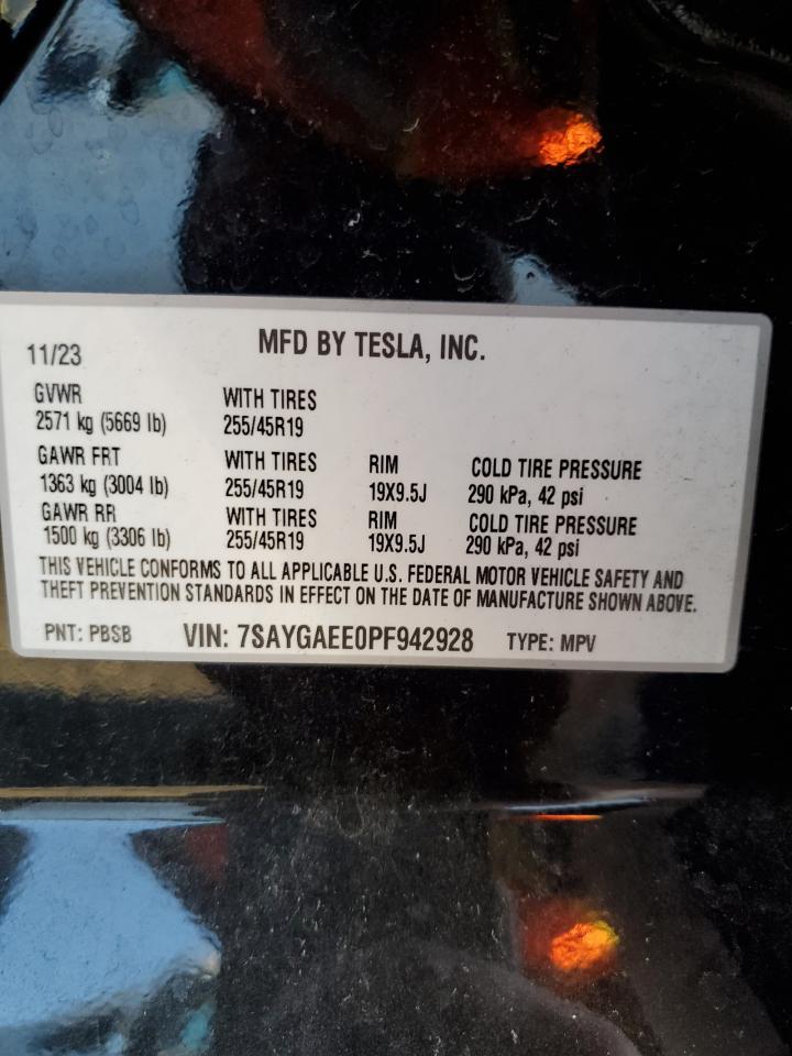 2023 TESLA MODEL Y VIN:7SAYGAEE0PF942928