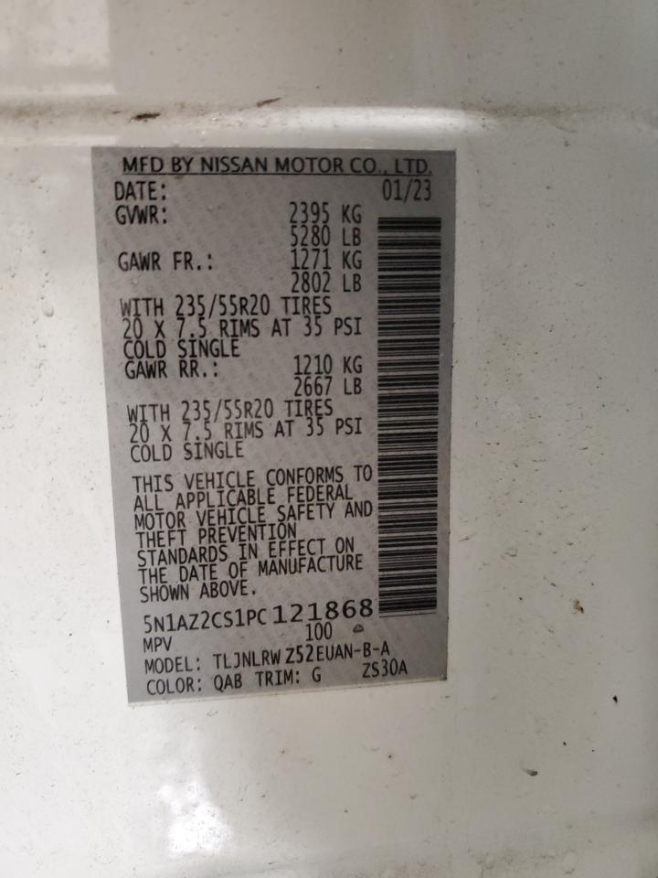 2023 NISSAN MURANO SL VIN:5N1AZ2CS1PC121868