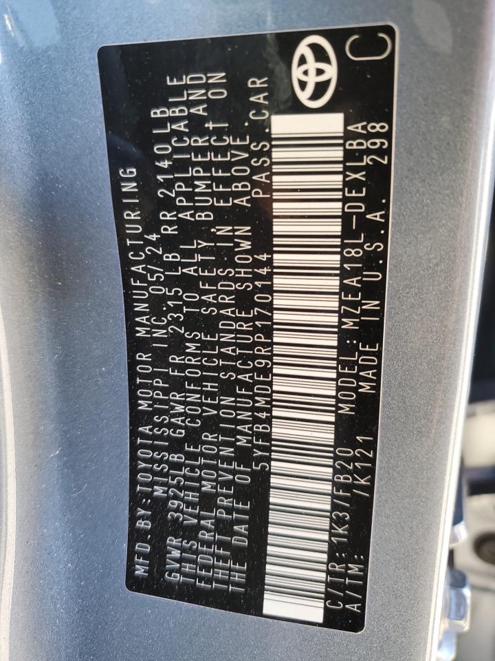 2024 TOYOTA COROLLA LE VIN:5YFB4MDE9RP170144