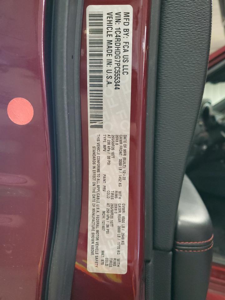 2023 DODGE DURANGO GT VIN:1C4RDHDG7PC555344