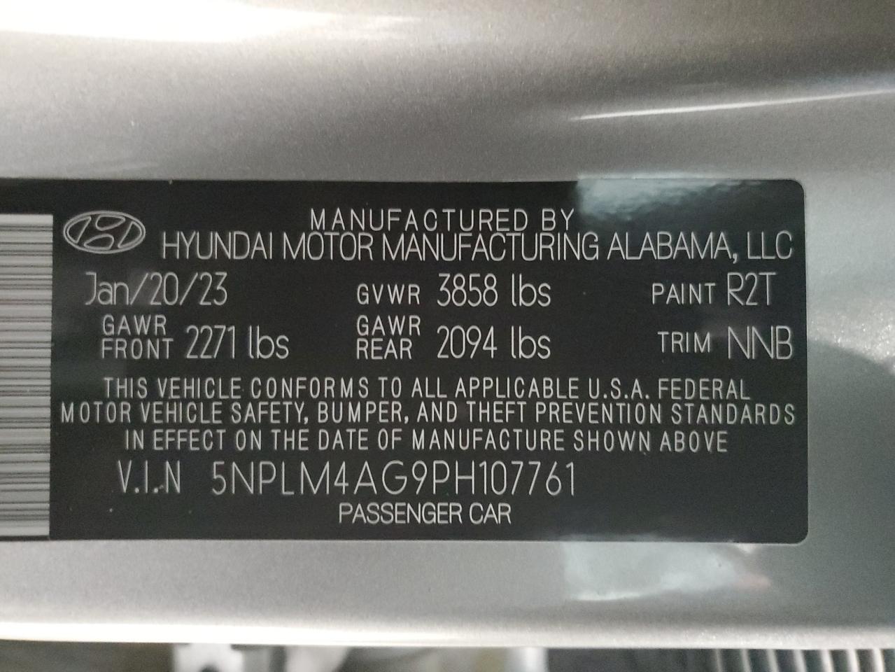 2023 HYUNDAI ELANTRA SEL VIN:1FADP3N20EL421379