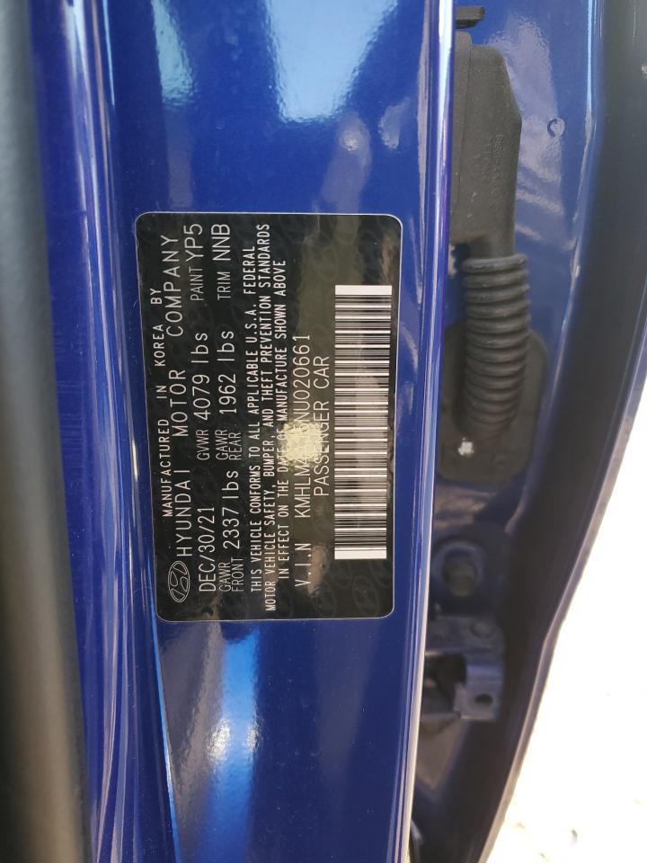 2022 HYUNDAI ELANTRA BLUE VIN:KMHLM4AJ5NU020661