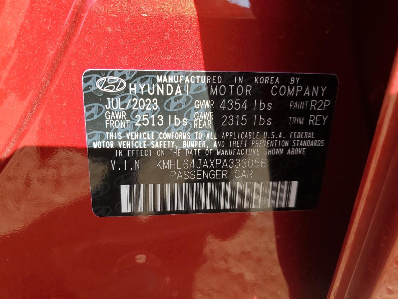 2023 HYUNDAI SONATA SEL VIN:KMHL64JAXPA333056