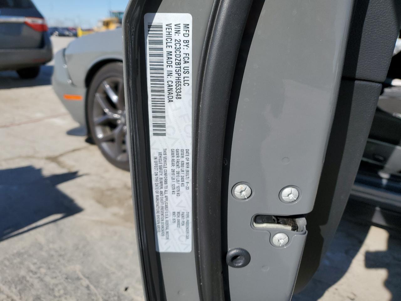 2023 DODGE CHALLENGER R/T VIN:2C3CDZBT5PH653348