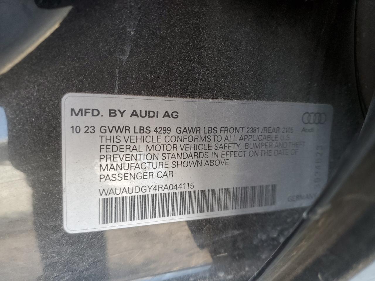 2024 AUDI A3 PREMIUM VIN:WAUAUDGY4RA044115