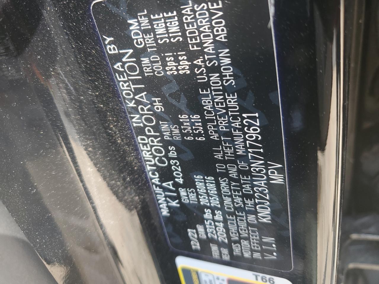 2022 KIA SOUL LX VIN:KNDJ23AU3N7179621