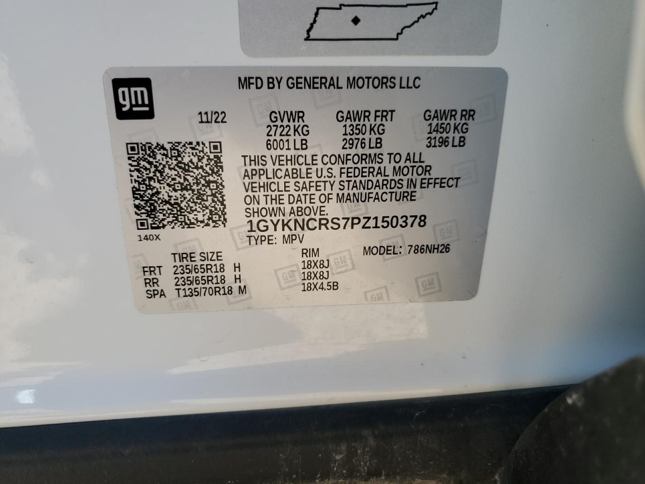 2023 CADILLAC XT5 PREMIUM LUXURY VIN:1GYKNCRS7PZ150378