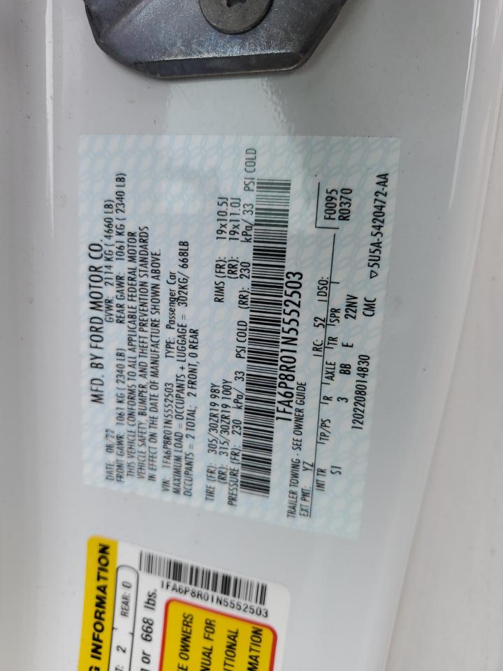 2022 FORD MUSTANG MACH I VIN:1FA6P8R01N5552503