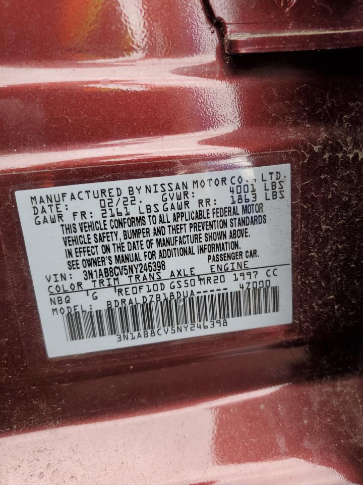 2022 NISSAN SENTRA SV VIN:3N1AB8CV5NY246398