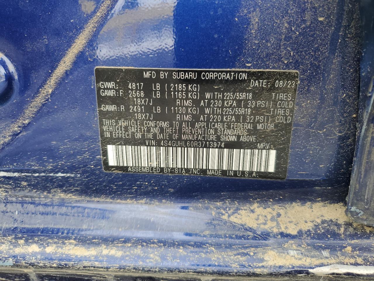 2024 SUBARU CROSSTREK LIMITED VIN:3N1BC11EX8L446772