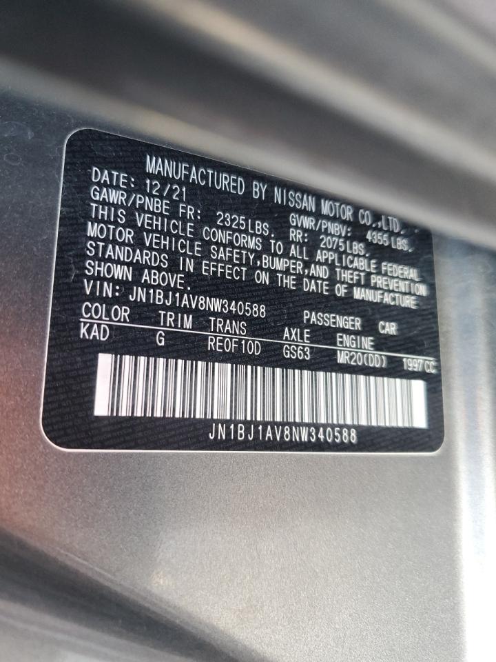 2022 NISSAN ROGUE SPORT S VIN:JN1BJ1AV8NW340588