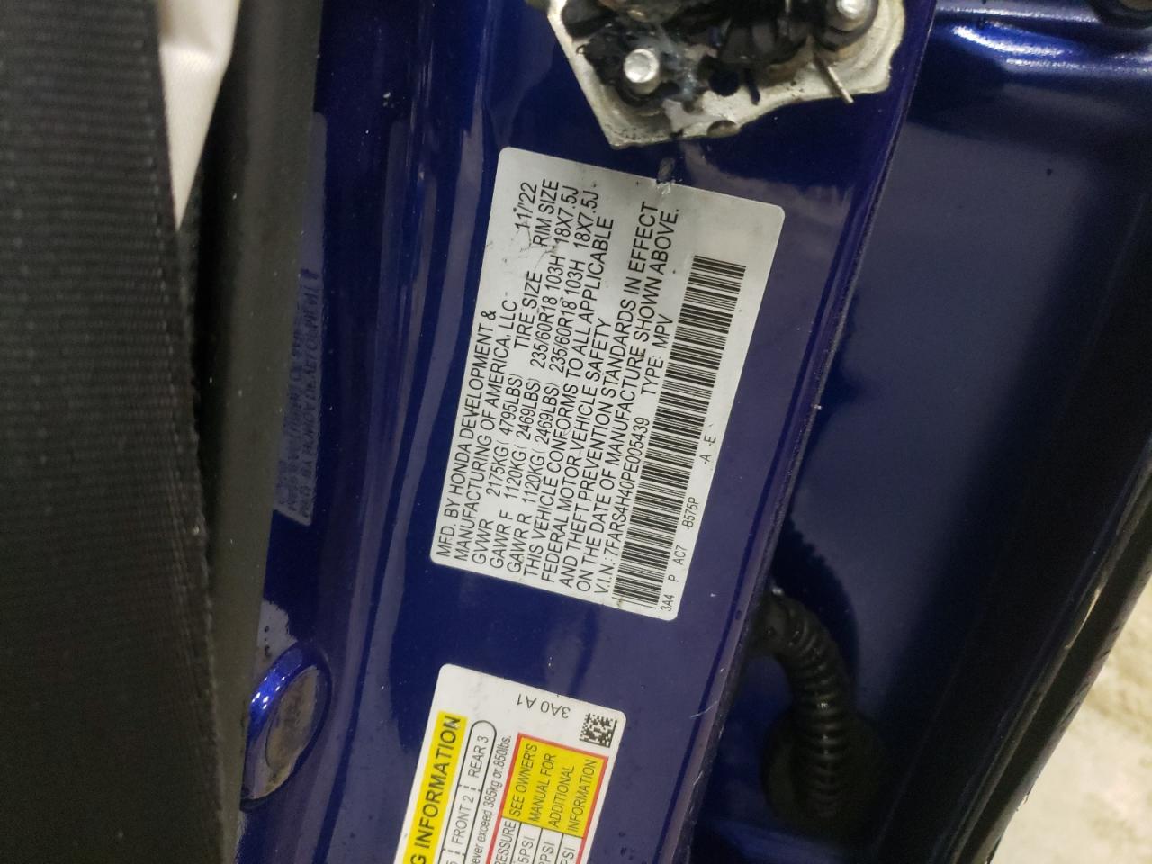 2023 HONDA CR-V EX VIN:7FARS4H40PE005439