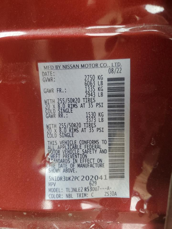 2023 NISSAN PATHFINDER PLATINUM VIN:5N1DR3DK2PC202041