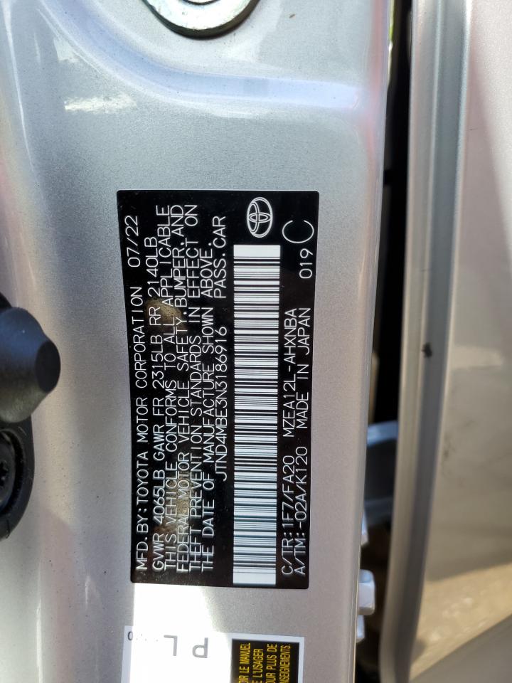 2022 TOYOTA COROLLA SE VIN:JTND4MBE3N3186916