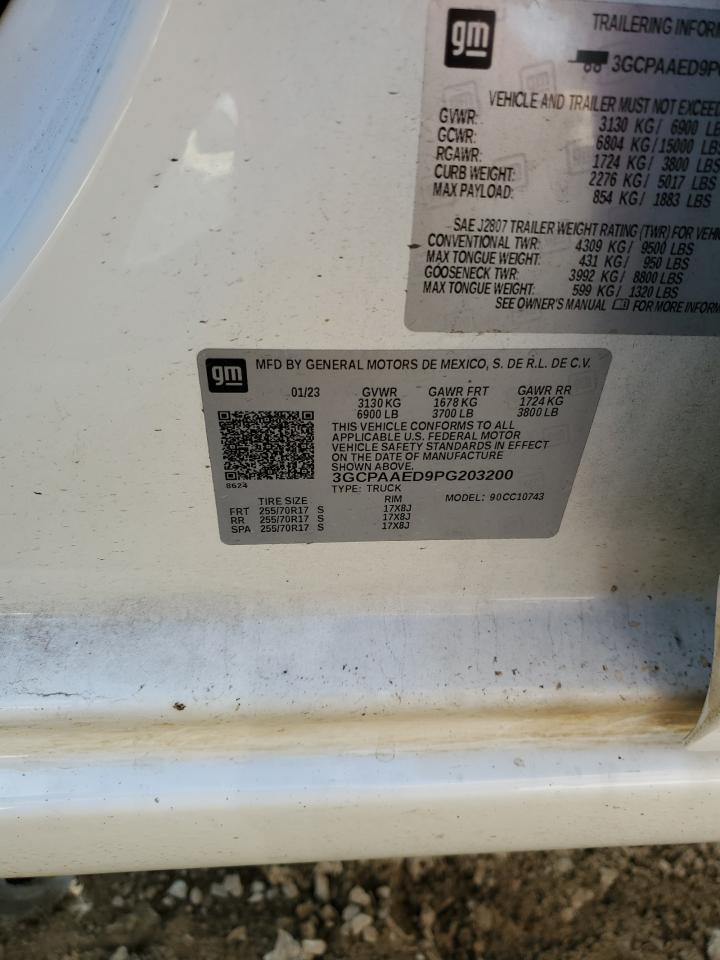 2023 CHEVROLET SILVERADO C1500 VIN:3GCPAAED9PG203200