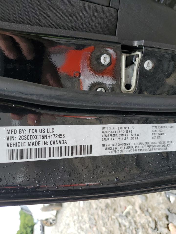 2022 DODGE CHARGER R/T VIN:2C3CDXCT6NH172458