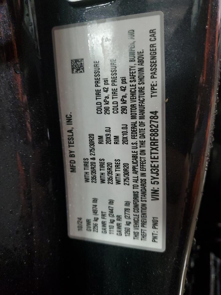 2024 TESLA MODEL 3 VIN:5YJ3E1ETXRF882784