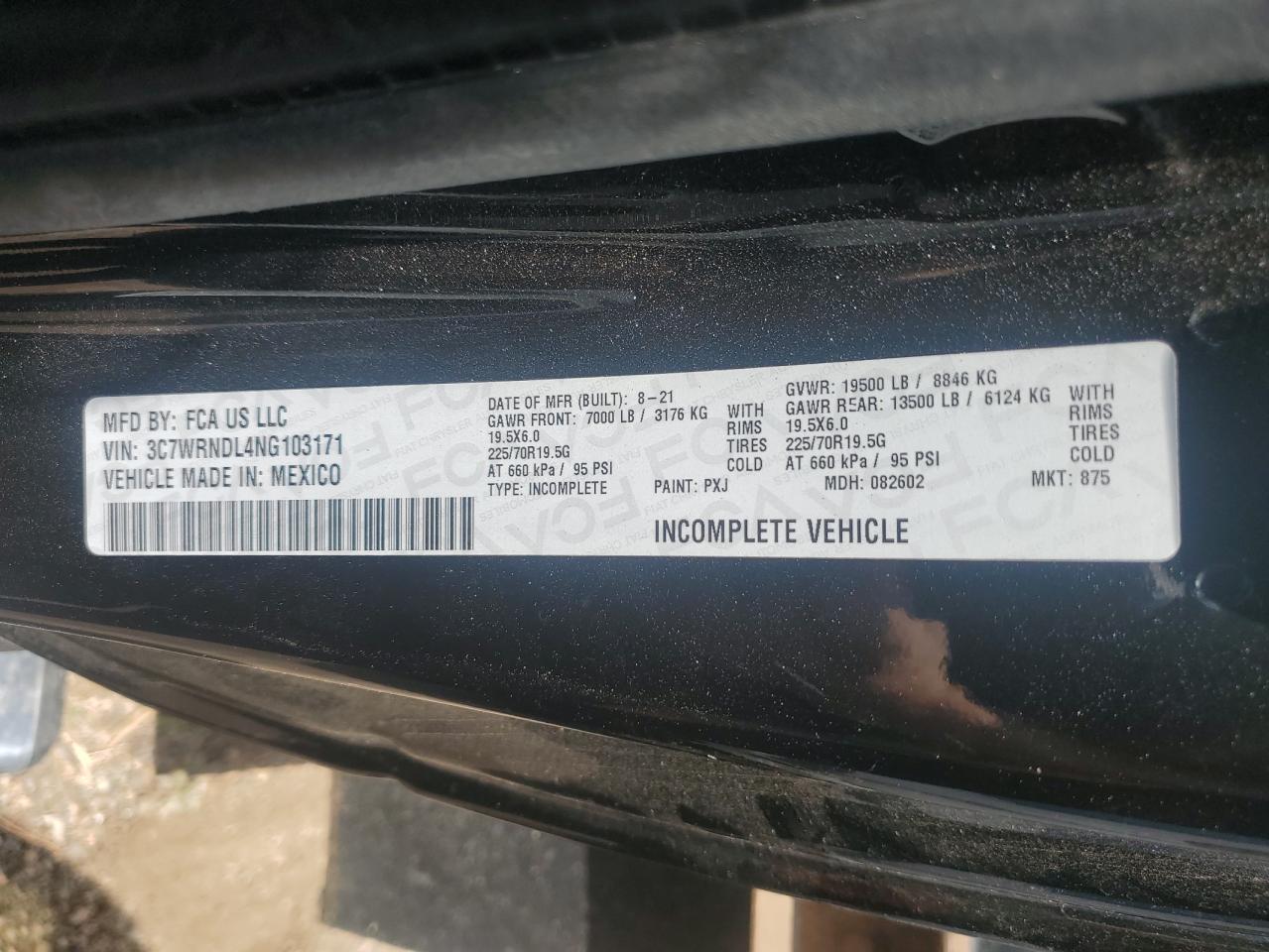 2022 RAM 5500 VIN:3C7WRNDL4NG103171