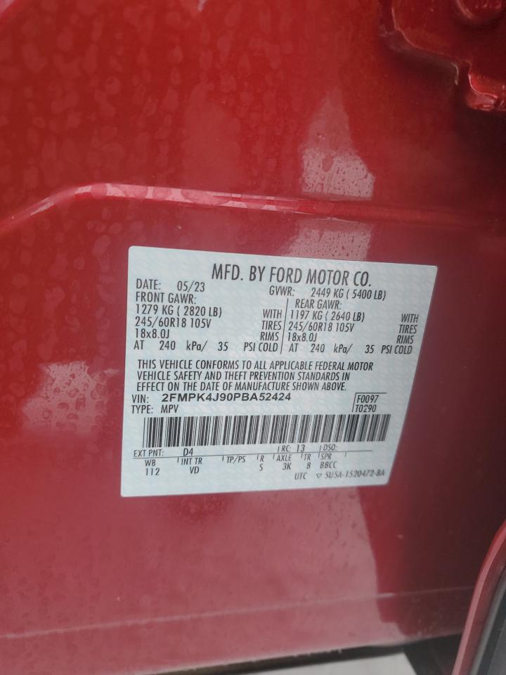 2023 FORD EDGE SEL VIN:2FMPK4J90PBA52424