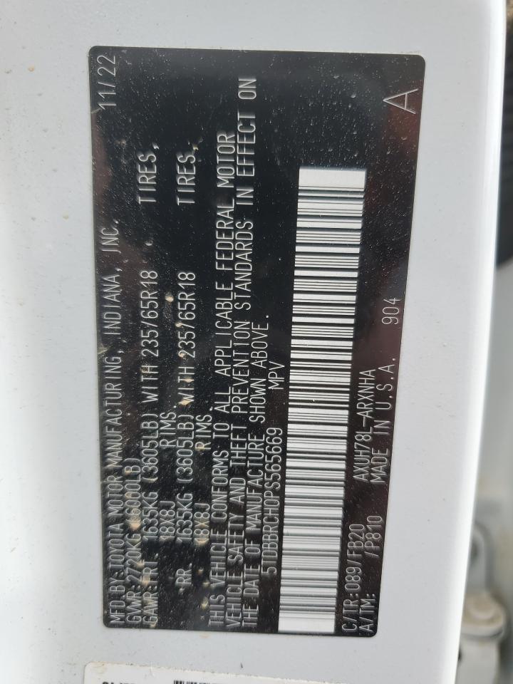 2023 TOYOTA HIGHLANDER HYBRID LE VIN:5TDBBRCH0PS565669