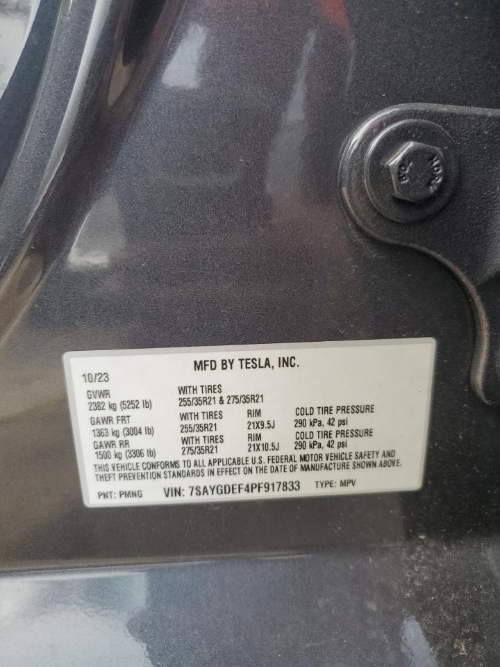2023 TESLA MODEL Y VIN:7SAYGDEF4PF917833