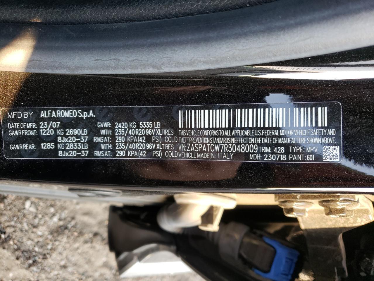 2024 ALFA ROMEO TONALE TI VIN:ZASPATCW7R3048009