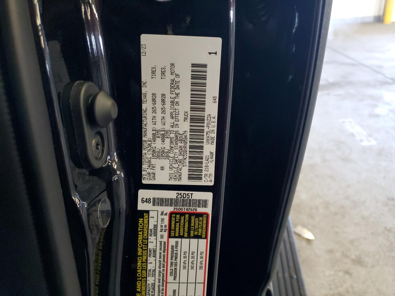 2024 TOYOTA TUNDRA CREWMAX PLATINUM VIN:5TFNC5DBXRX058479