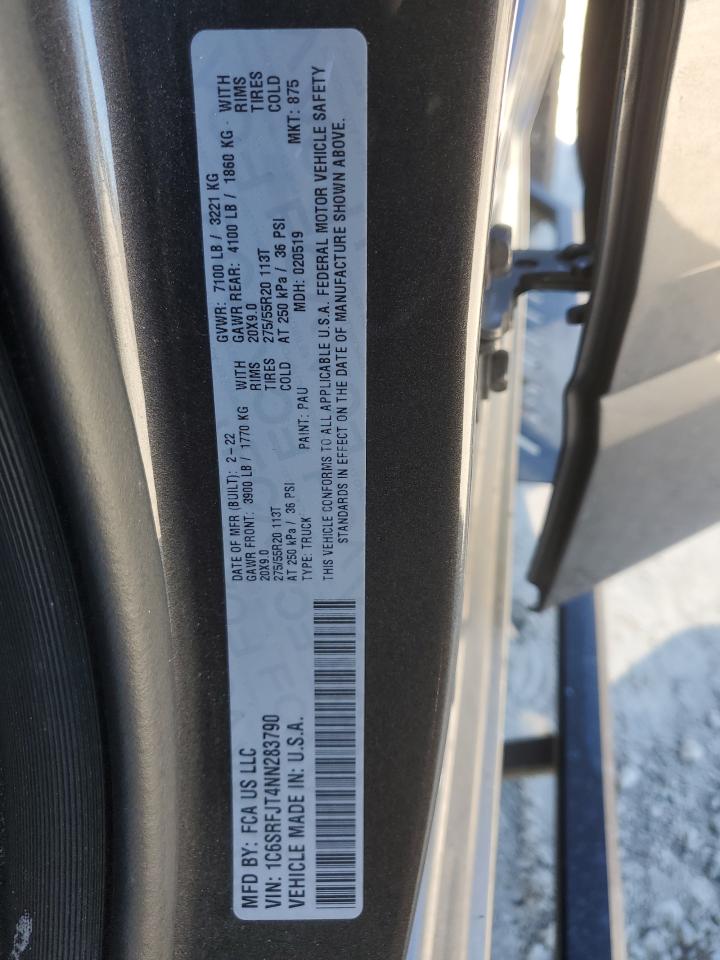 2022 RAM 1500 LARAMIE VIN:1C6SRFJT4NN283790