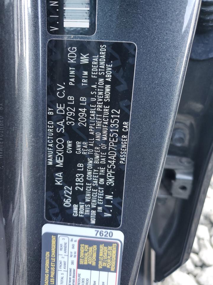 2023 KIA FORTE GT LINE VIN:3KPF54AD7PE513512