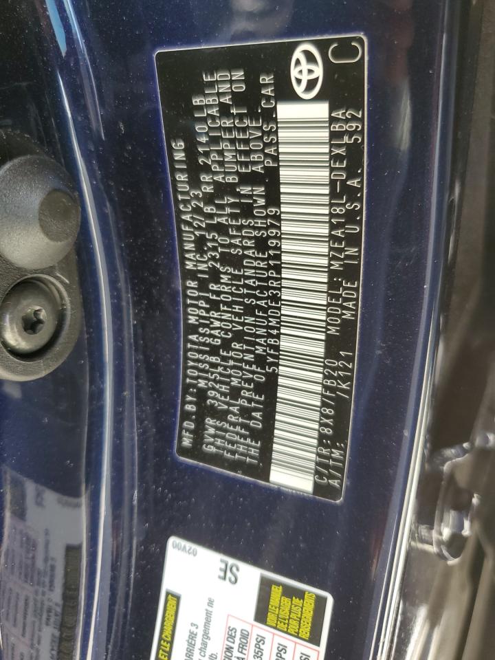 2024 TOYOTA COROLLA LE VIN:5YFB4MDE3RP119979
