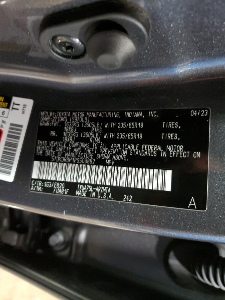 2023 TOYOTA HIGHLANDER L VIN:5TDKDRBH1PS509882