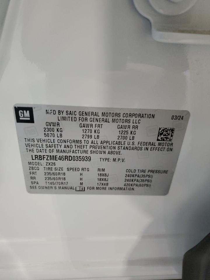 2024 BUICK ENVISION PREFERRED VIN:LRBFZME46RD035939