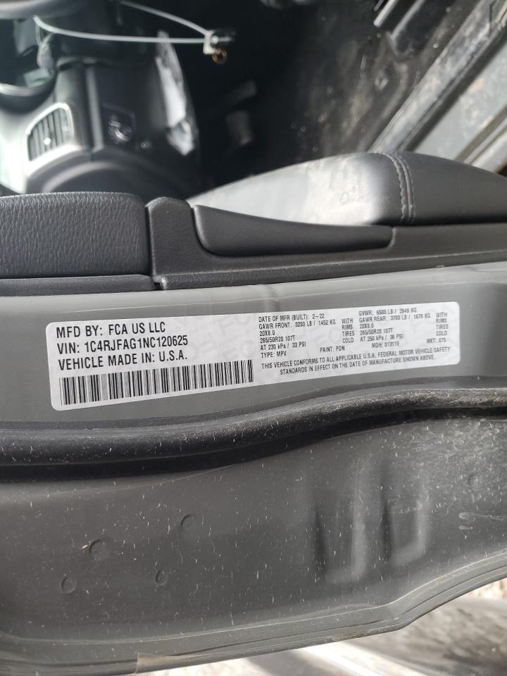 2022 JEEP GRAND CHEROKEE LAREDO E VIN:1C4RJFAG1NC120625