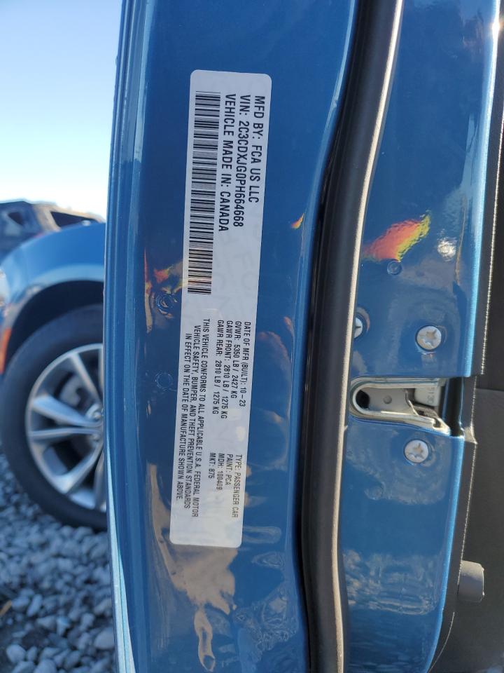 2023 DODGE CHARGER SXT VIN:2C3CDXJG0PH664668