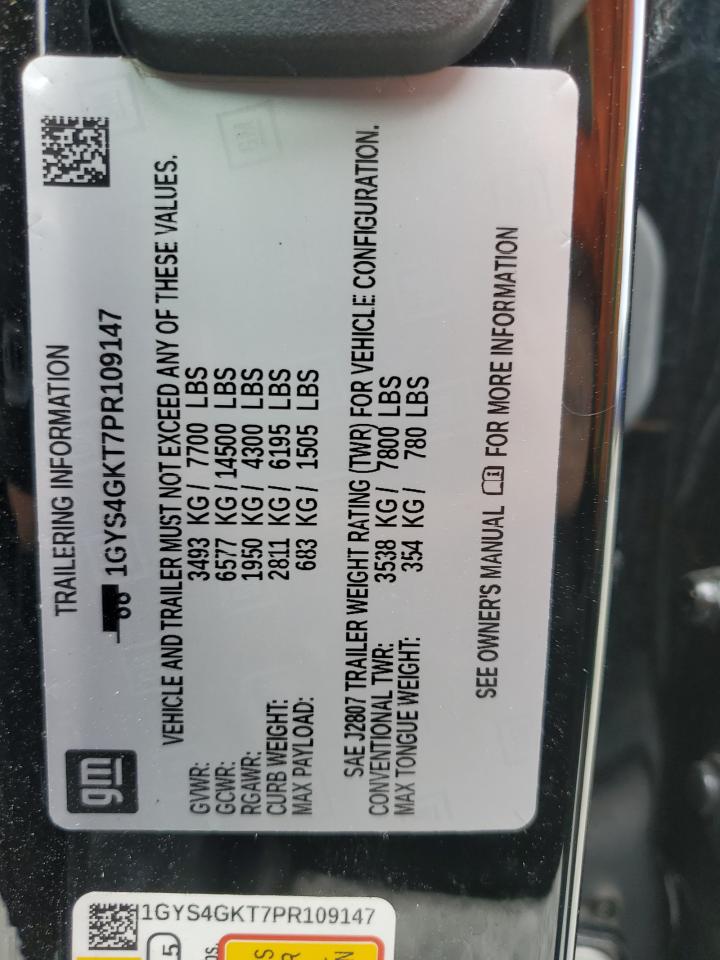 2023 CADILLAC ESCALADE SPORT PLATINUM VIN:1GYS4GKT7PR109147