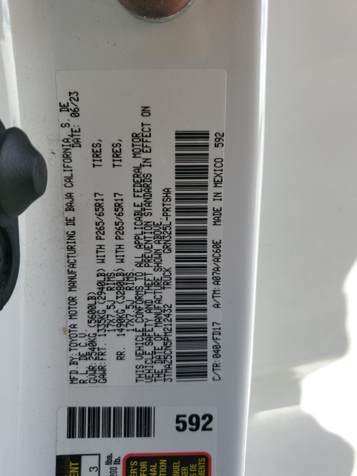 2023 TOYOTA TACOMA DOUBLE CAB VIN:3TMAZ5CN5PM212432
